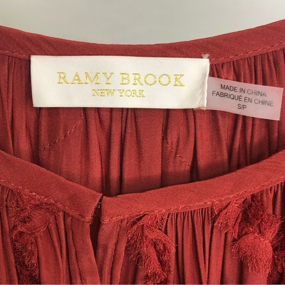 Ramy Brook Burgundy, red silk keyhole, front blouse - Picture 3 of 8